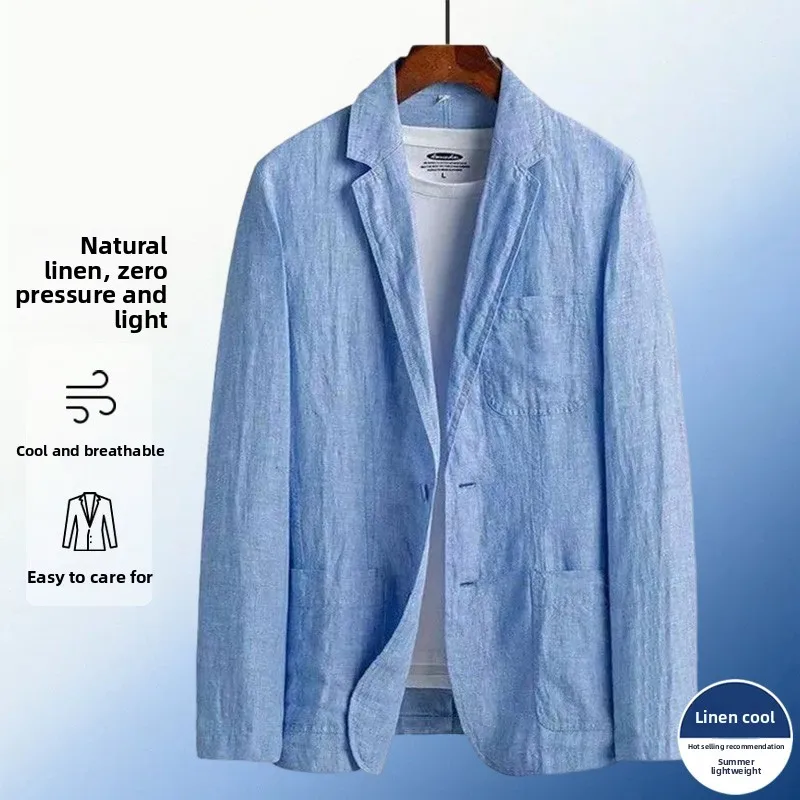 

Linen Blazer - Men Fashionable, Business-appropriate, Versatile, Casual, Trendy, Comfortable, Lightweight and Breathable Blazer