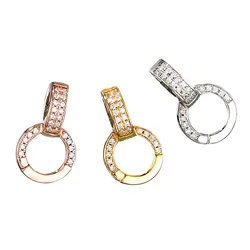 925 Sterling Silver Zircon Fold Over Clasp Twister Clasps Bracelet Extension Clasp Connector Decoration for Jewelry Making