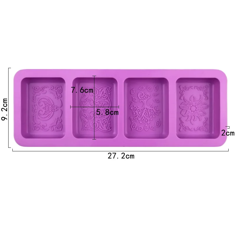 Silikonform mit Blumenmuster für die Herstellung von Seifen, rechteckig, rund, für Badezusätze, Mondkuchen, Kerzen, Schokolade, Küchen- und Backwerkzeug. – Detail 3