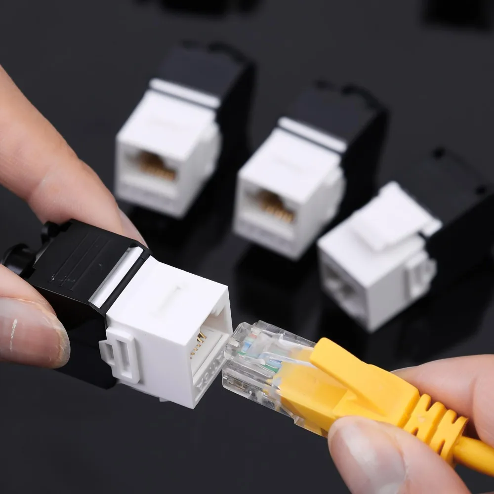1-5PCS CAT6A No-print and Non-blocked RJ45 Information Network Module Super Six-category Network Module Cat6A Modular Receptacle