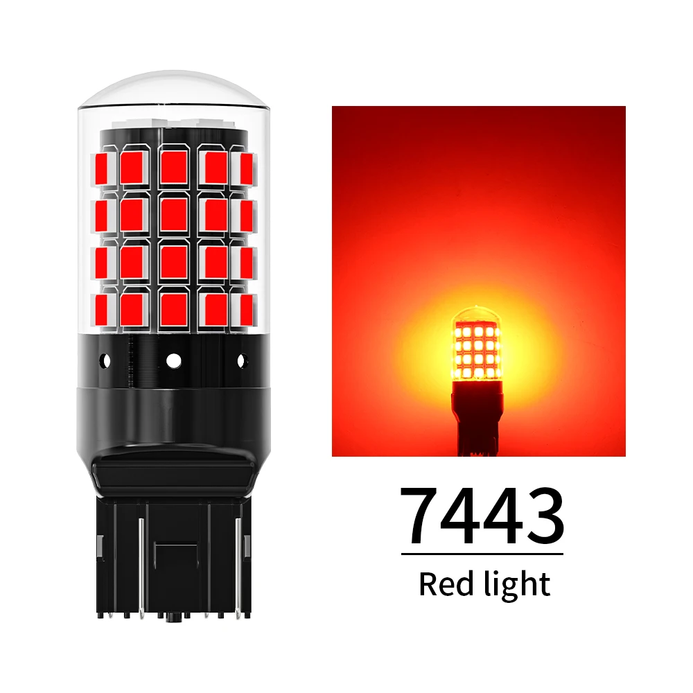 ASLENT 2x Led T20 7440 W21W WY21W LED Canbus 7443 W21/5W LED Bulb Car Light Turn Signal Brake Reverse Tail Lamp 3000LM 12V White