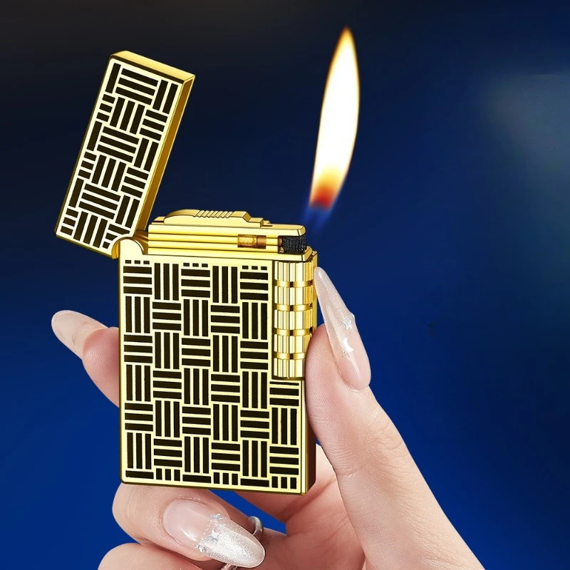 Langsheng Steel Sound Side Sliding Grinding Wheel Inflatable Slant Fire Lighter Comes as a High end Gift Lighter for Men