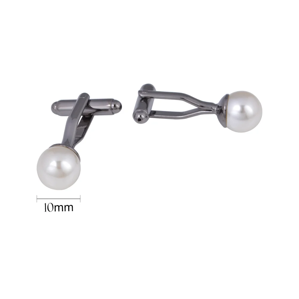 Men's Black Pearl Sleeve Studs Business Formal Wear Suit Shirt Accessories Cufflinks for Annual Meetings Weddings Banquets