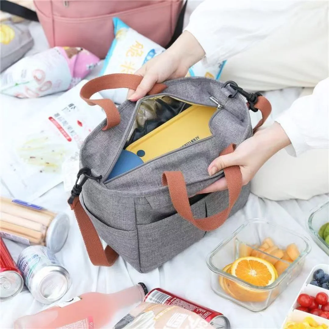 Hot-Selling Lunch Bag with Thickened Aluminum Foil, Portable Lunch Box Bag, Single-Shoulder Hand-Carry Picnic Cooler Bag, Fresh-Keeping and Cold-Keeping Ice Pack