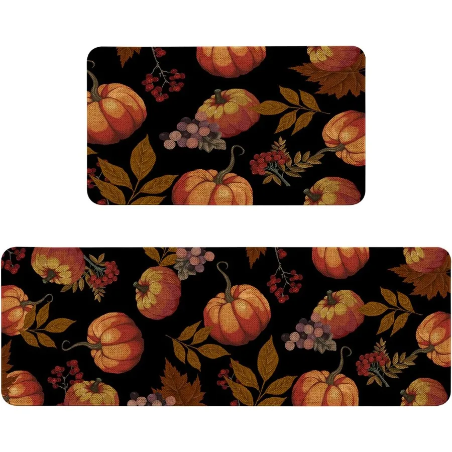 

Осенние кухонные коврики и коврики с тыквой, наборы из 2 кухонных ковриков на День Благодарения, осеннее украшение для кухни, нескользящий напольный коврик для раковины Waterp