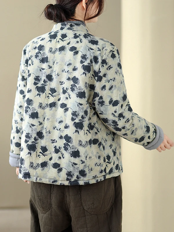 

Authentic Thiened Cotton Jaet Women's Winter Hanfu Cotton Linen Cotton Coat Loose Fit Long Sve Regular Length