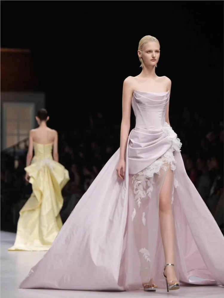 New light luxury and niche adult gift birthday strapless heavy industry graduation dress