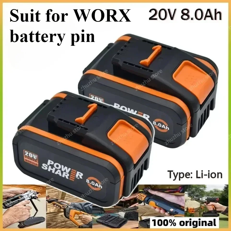 Für WORX 20V Akku Pin WA3520 6.0AH 8.0Ah Li-Ionen-Akku Neu WA3525 20V Ersatzakku WA3511 WA3512 WA3522 WA3575 Modell-Akku
