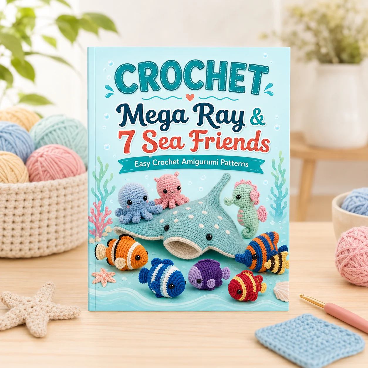 

Crochet Mega Ray and 7 Sea Friends Amigurumi Patterns, Easy Sea Animal Crochet Pattern Book for Beginners