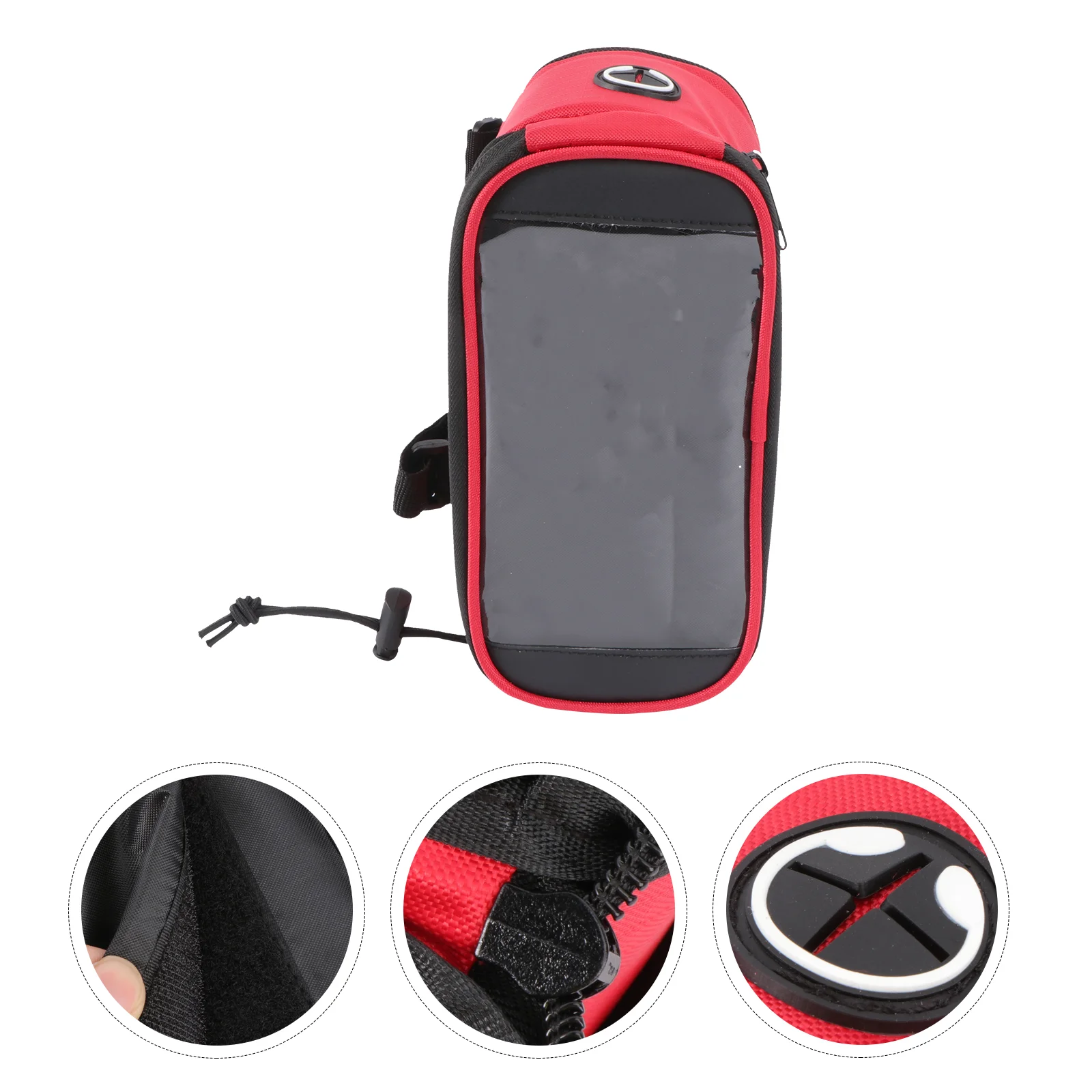 Waterproof Frame Bag Bike Tube Bag with High Touch Screen Multi-function Smartphone Bag up to 55 inch (Red)