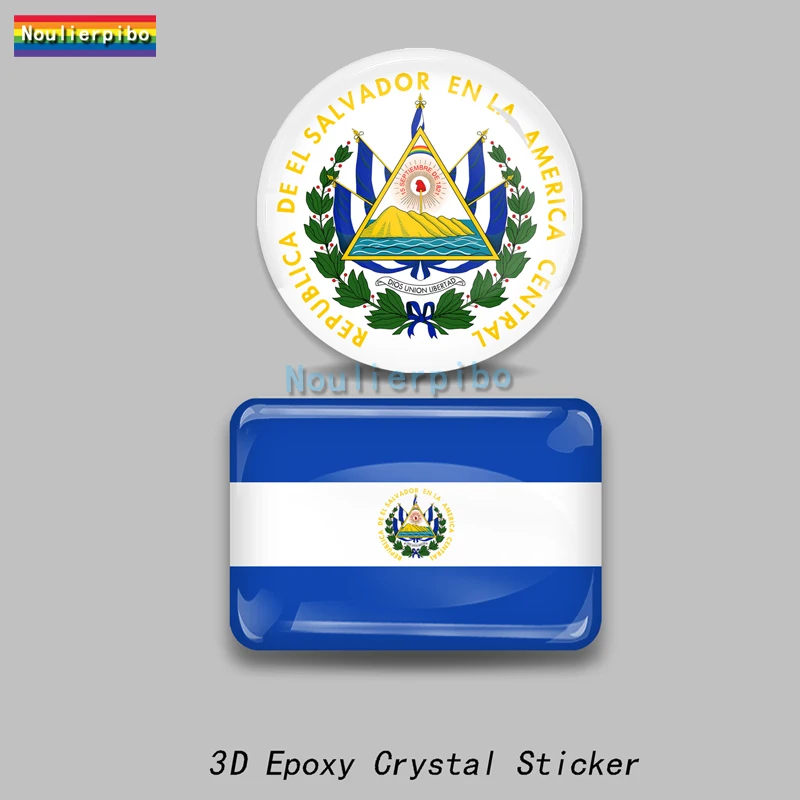 

3D Epoxy Resin Car Dome Sticker El Salvador Flag National Emblem PVC Car Motorcycle Trolley Case Laptop Cell Phone Vinyl Decal