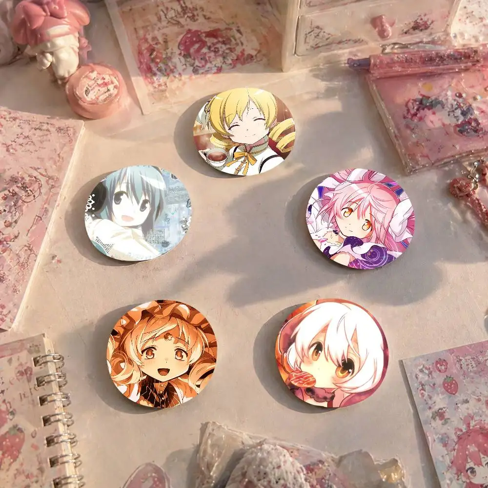 Puella Magi Madoka Magica Round Snap-in Brooches Rock Band Lapel Pins Badges Fan Collection Accessories Jewelry Handmade Gifts