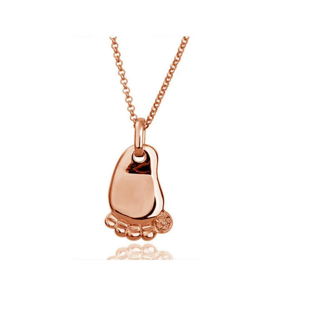 

Fashion OL Style Birthday Gifts Women Jewellry Rose Gold Plated Foot Print Pendant Zircon Necklace for Friend