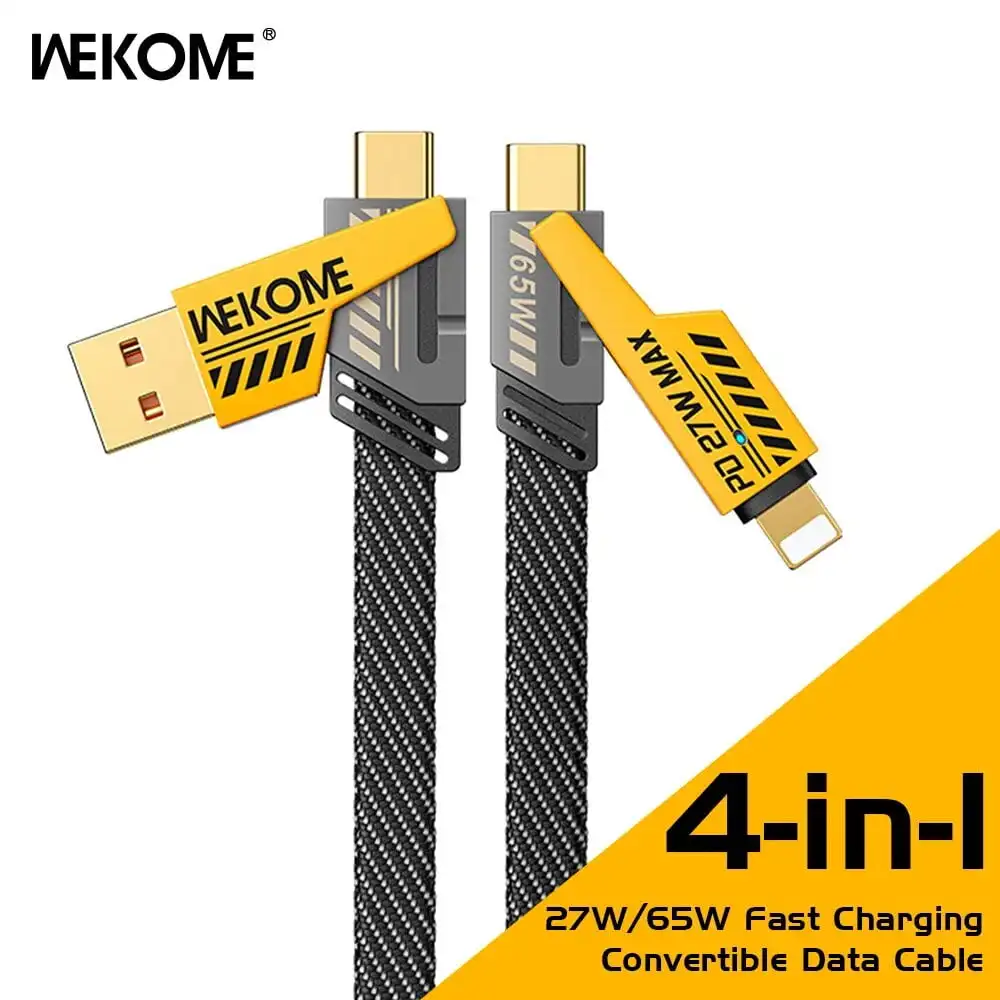 

WEKOME 4-in-1 Multi-function Data Cable USB A/IPH/Type-C Port Conversion PD 65W 27W Fast Charging cable for iPhone Android