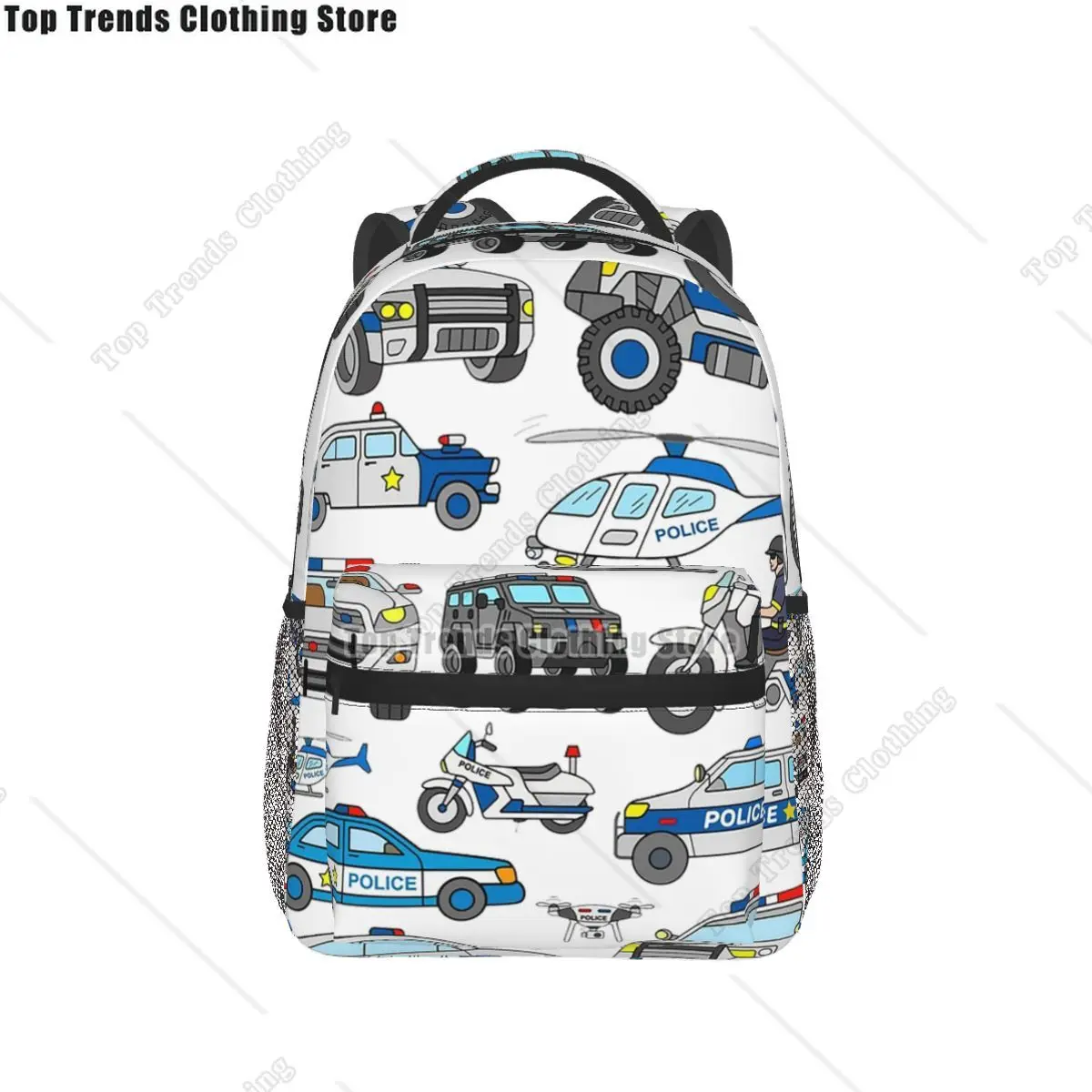 حقائب ظهر بتصميم سيارة الشرطة للأولاد والبنات حقيبة كتب للطلاب حقائب مدرسية كرتونية للأطفال حقيبة كتف بسعة كبيرة