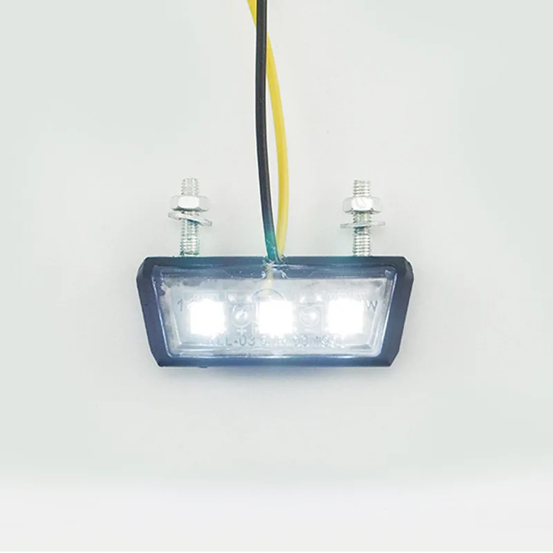 12V Mini Motorcycle LED License Plate Light Waterproof Motorbike LED Rear Tail Number Light Universal Moto License Plate Lamp