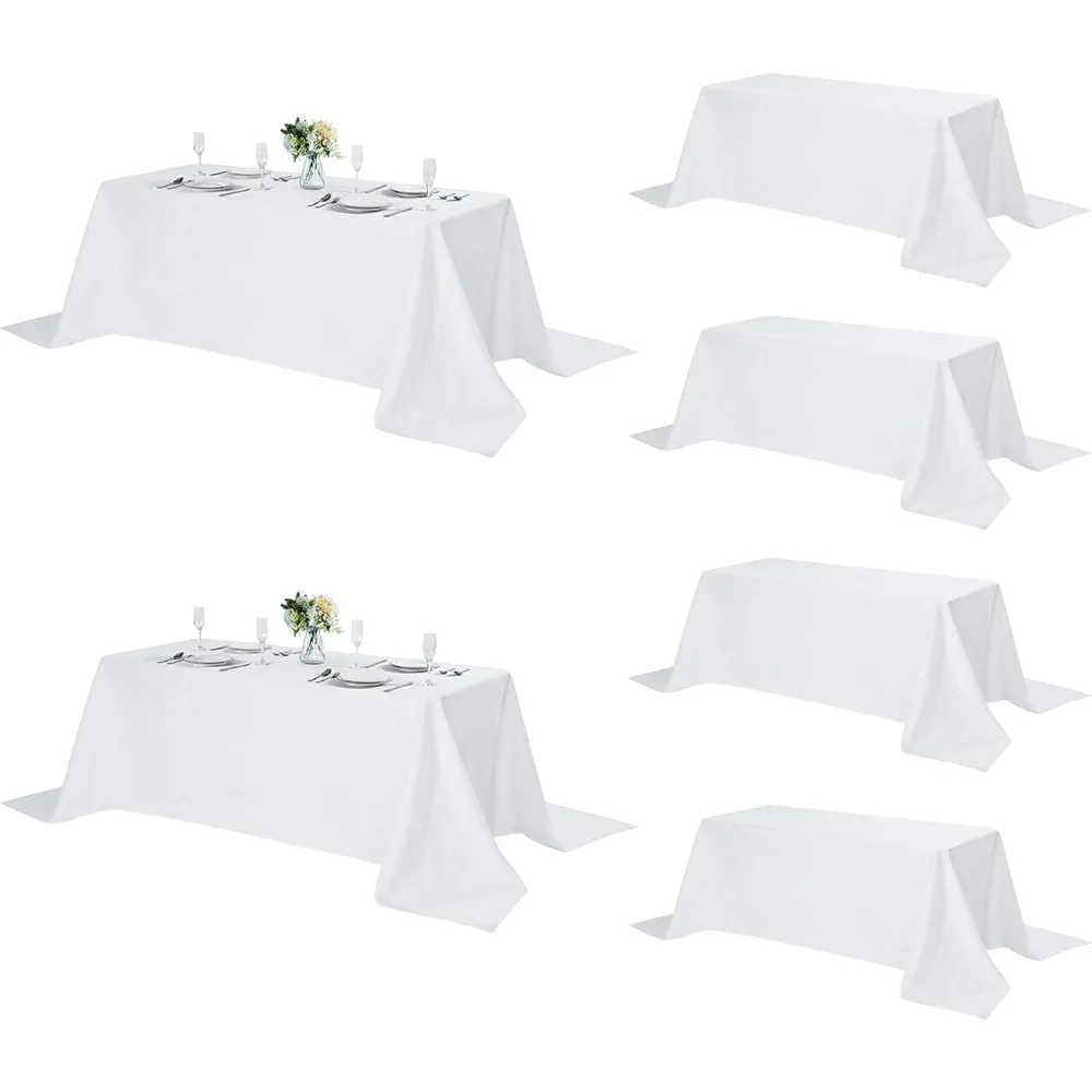 

6 Pack Rectangle Tablecloth, 90x156 Inch, Stain Resistant and Wrinkle Polyester Table Cloth, Fabric Table Cover for Kitchen Din