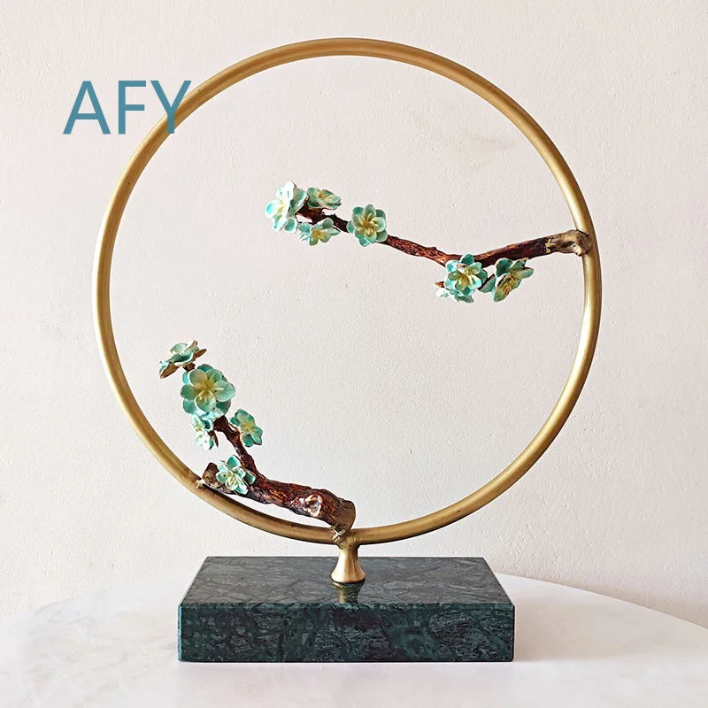 New Chinese Style Plum Blossom Copper Decorative Figurine for Home Living Room Bar Cabinet Entryway Desk Decoration Gift for