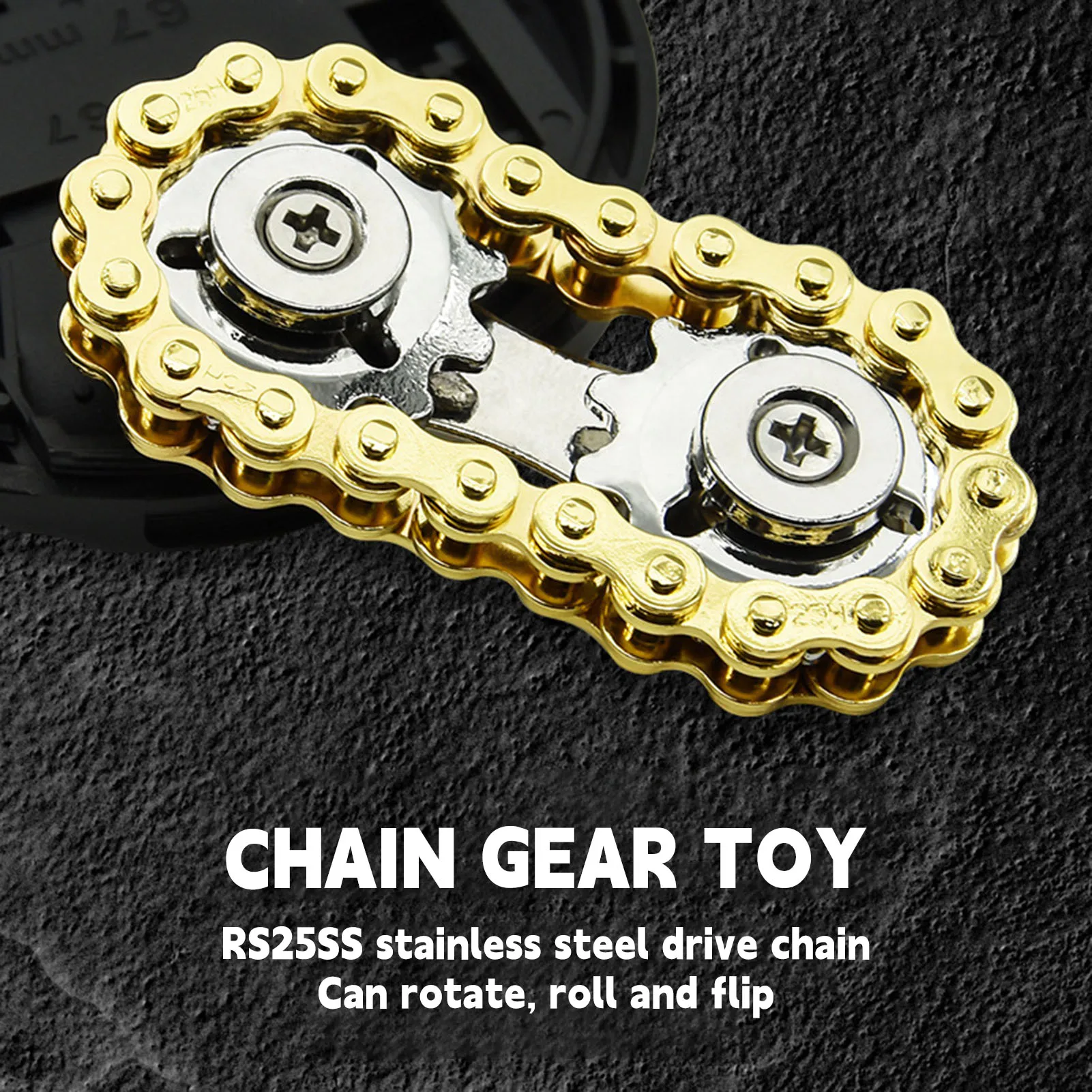 Bike Chain Gear Fidget Spinner Stainless Steel Premium Quality Gears Linkage Bike Chain for Anxiety Relieve