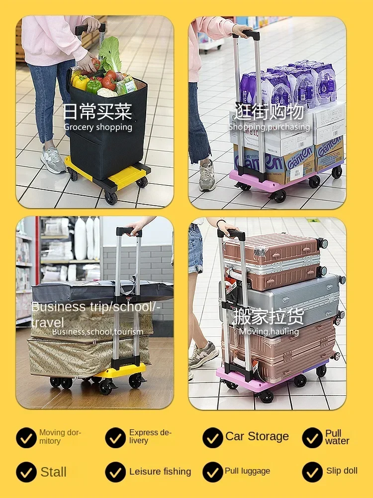Remorque à Main Pliante pour Ménage, Chariot de Courses, Bagages Express