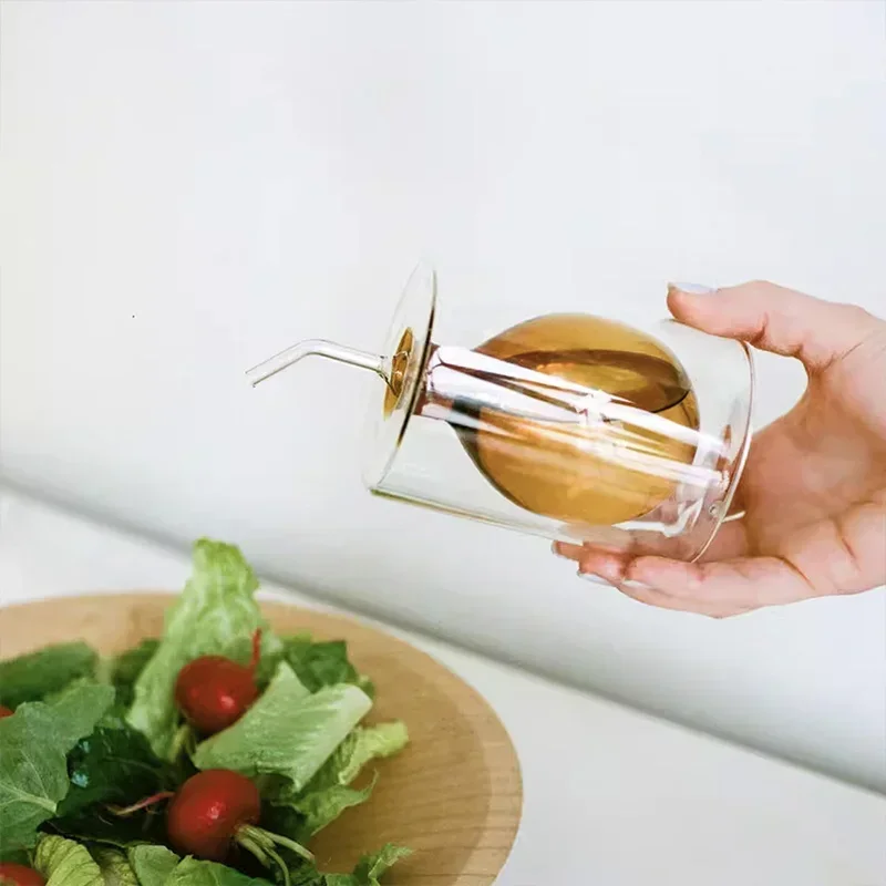 

Creative Double-layer Glass Oil Pot Oil Tank Vinegar Can Seasoning Bottle Seasoning Bottle Olive Oil Pot Transparent Color