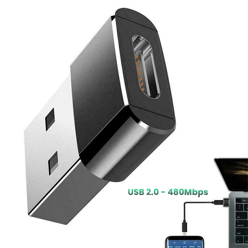 USB C Adapter Aluminum Alloy Shell USB 2.0 Male To USB 3.1 Type C Female Type-C Adapter for Laptop Samsung Xiaomi 10 Earphone