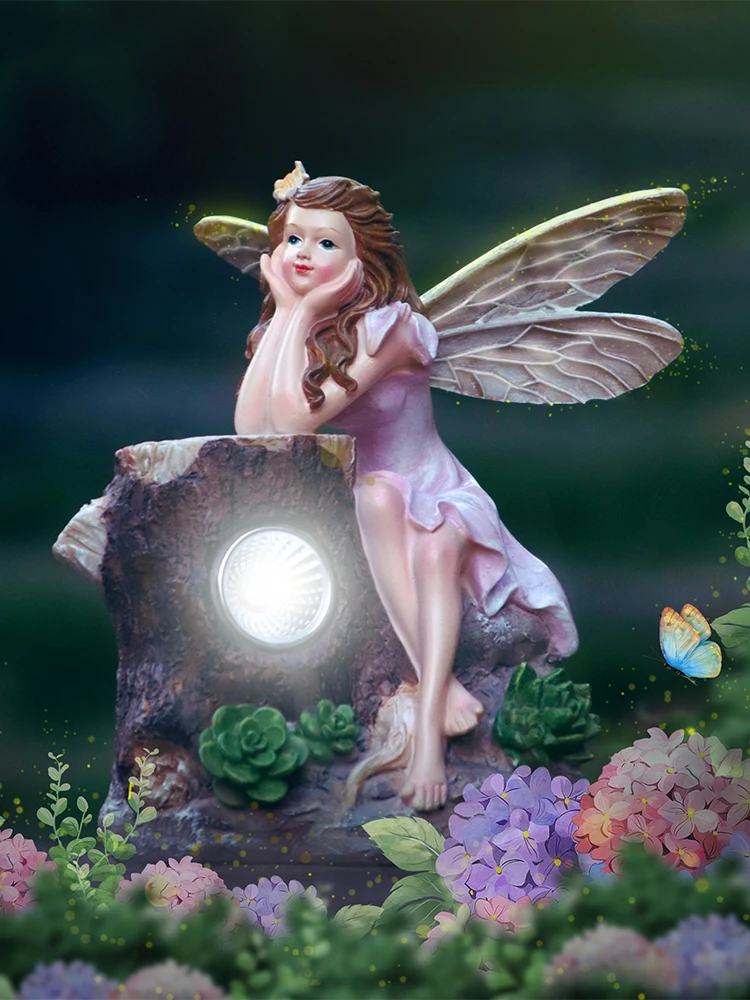 

Flower Fairy Angel Girl Ornaments, Outdoor Courtyard Solar Lights, Garden Miniature Figurines, Elf Balcony Layout, Home Decor