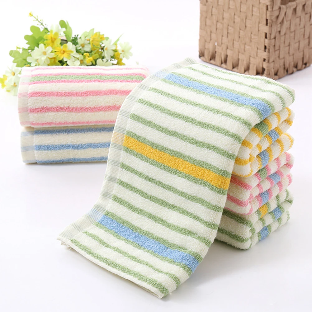 

4pcs Colored Striped Towels Premium Cotton Face Hand Washcloths Eco-Friendly Skin-Friendly Absorbent Bath Towel For Adults