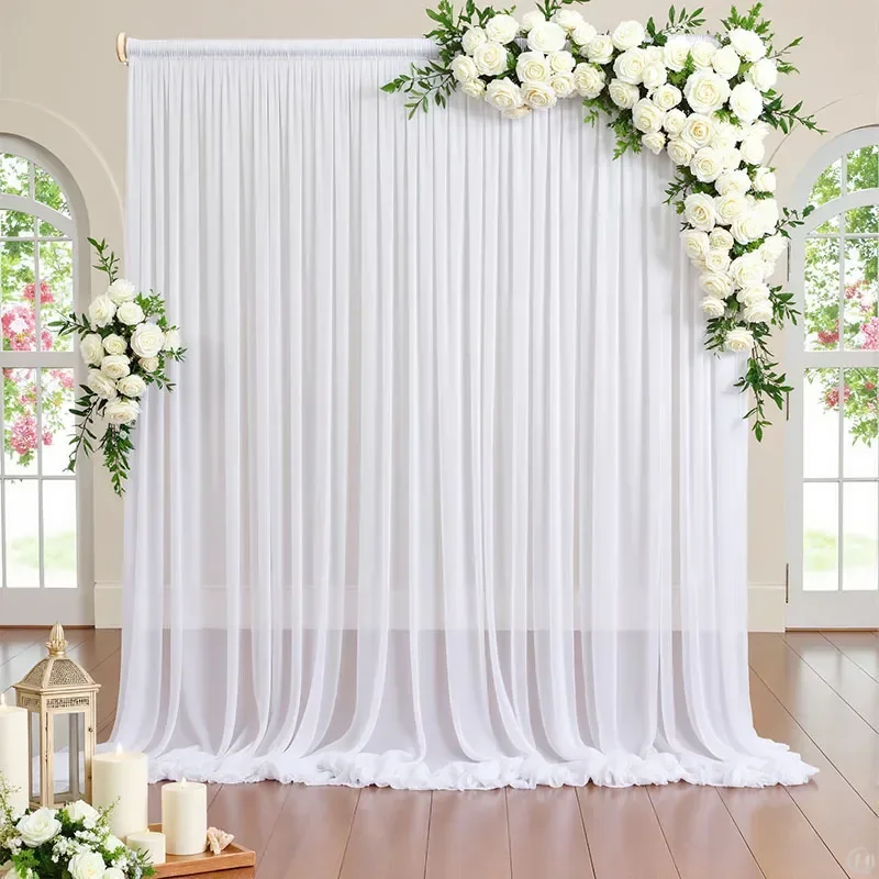 White Transparent Tulle Curtains Suitable for Living Room Bathroom, Door and Window Home Decoration and Photography Background