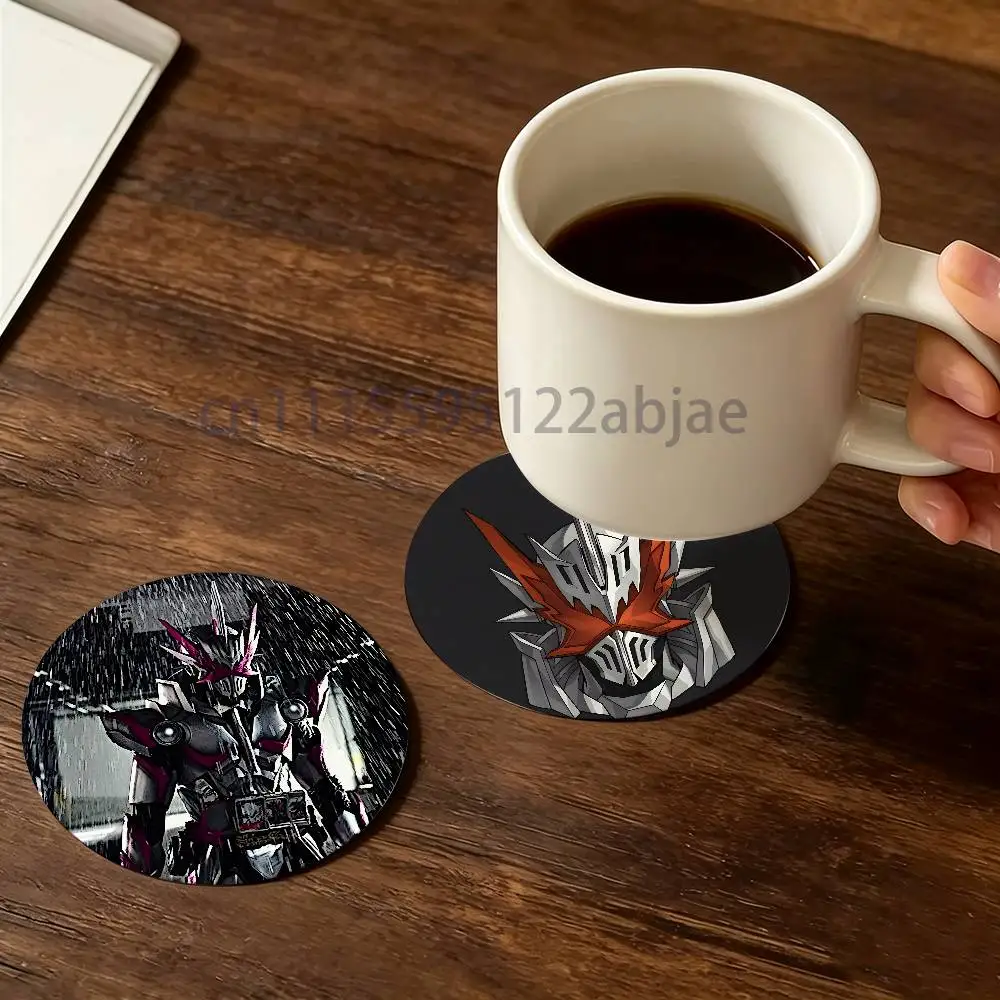 K-Kamen Rider Saber Dragonic Knight Wooden Cup Mat Cappuccino Vodka Juice Water Coaster for Flower Shop