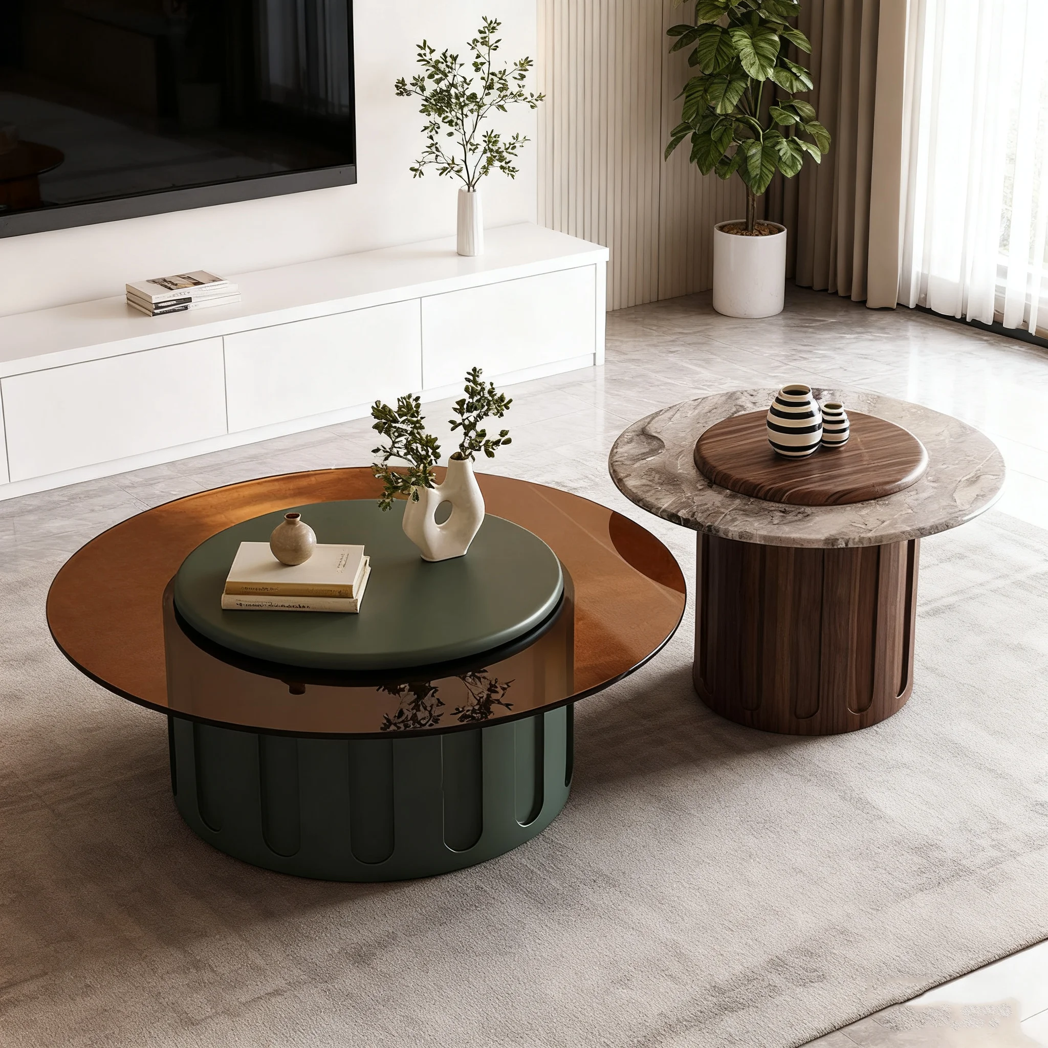 

Living Room Modern Round Small Coffee Table Set Luxury Creative Tea Table Sets Simple Home Office Center Tables Sofa Side Table
