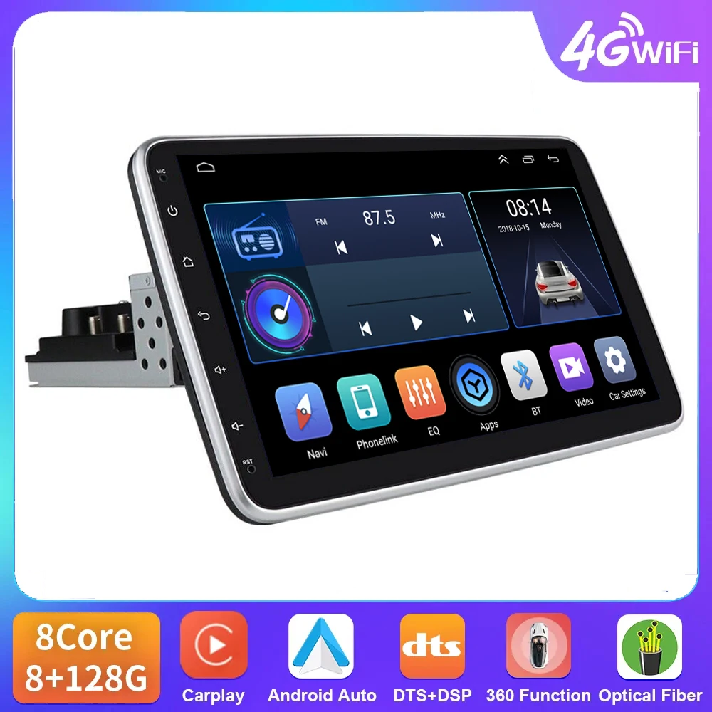 

10.1"Inch Rotate Android 13.0 Car Radio 1Din Wireless Carplay Autoradio Multimedia Player BT GPS Navigation AutoRadio