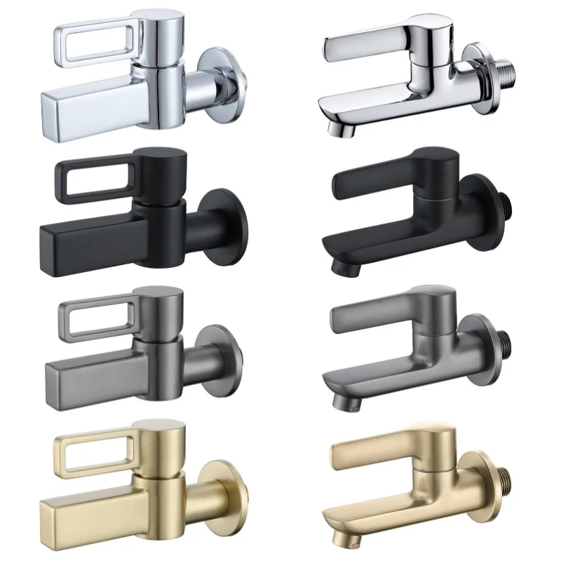 

Wall Mounted Single Cold Mop Pool Sink Taps One Hole Basin Sink Faucet Single Handle Bathroom Vessel Sink Faucets Gray