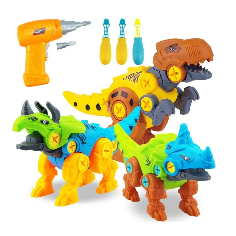 Brinquedo de dinossauro porca e parafuso para crianças, robô de transformação educacional, modelo plástico montado DIY, novo, presente