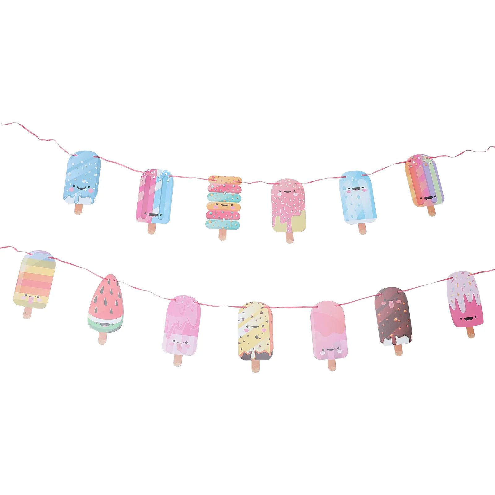 Ice Cream Banner Party Garland Popsicle Birthday Decorations Bunting Streamer Summer Bar Decor Signs Flag Theme Supplies Favors