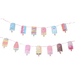 Ice Cream Banner Party Garland Popsicle Birthday Decorations Bunting Streamer Summer Bar Decor Signs Flag Theme Supplies Favors