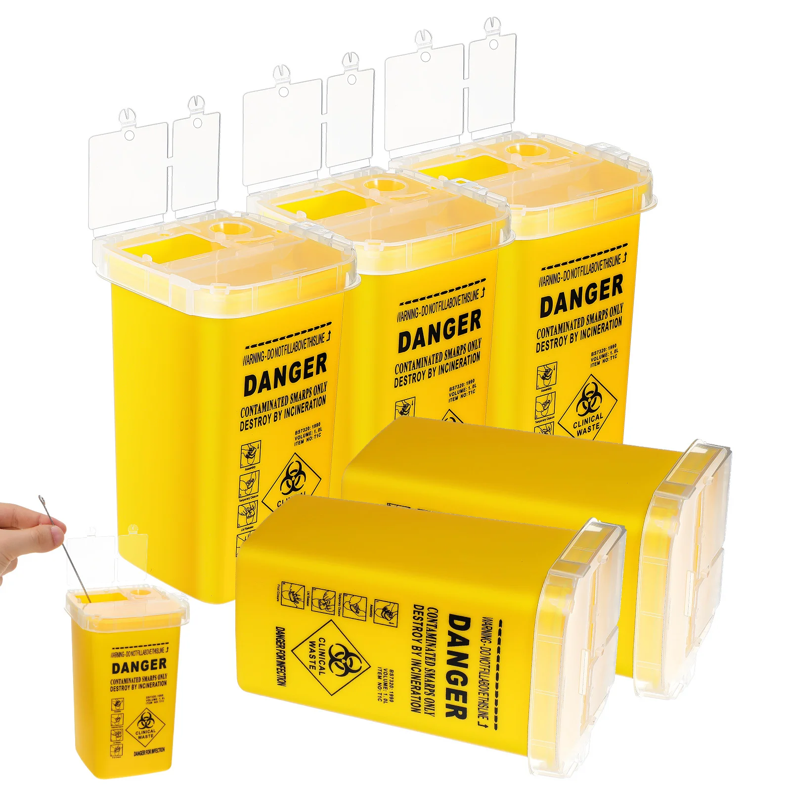 

5Pcs Multi-Purpose Sharps Collection Container Salon Barber Tattoo Needles Waste Disposal Storage Box Waste Needles Box