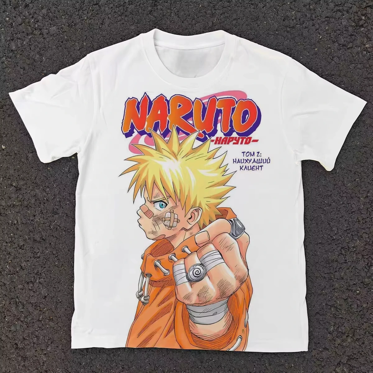 Naruto Manga Retro-Cover Naruto-Print Reine Baumwolle Kurzärmeliges Lockeres Oberteil mit Verschiedenen Stilen Geeignet für Männer und Frauen