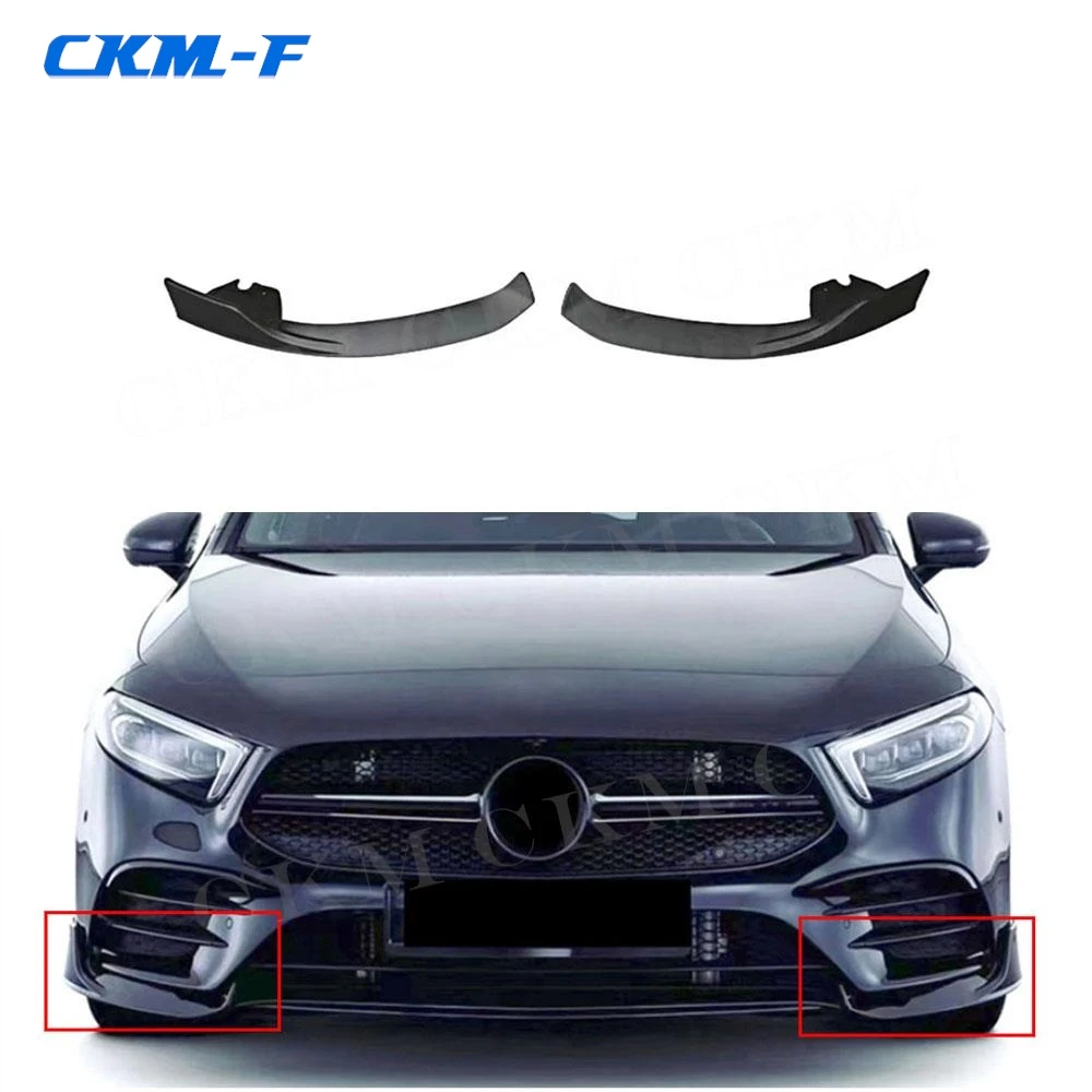 

for Mercedes Benz A Class W177 A35 AMG Sedan 2019-2022 B Style ABS Carbon Look Front Bumper Lip Splitter Spoiler Side Aprons