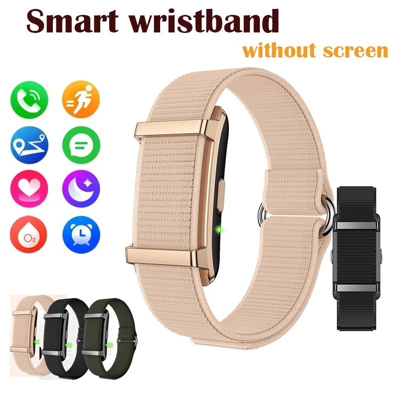 

2025Новый спортивный фитнес-трекер, без экрана, умный браслет, монитор сердечного ритма, артериального давления, шагомер, напоминание о вызове, умный браслет