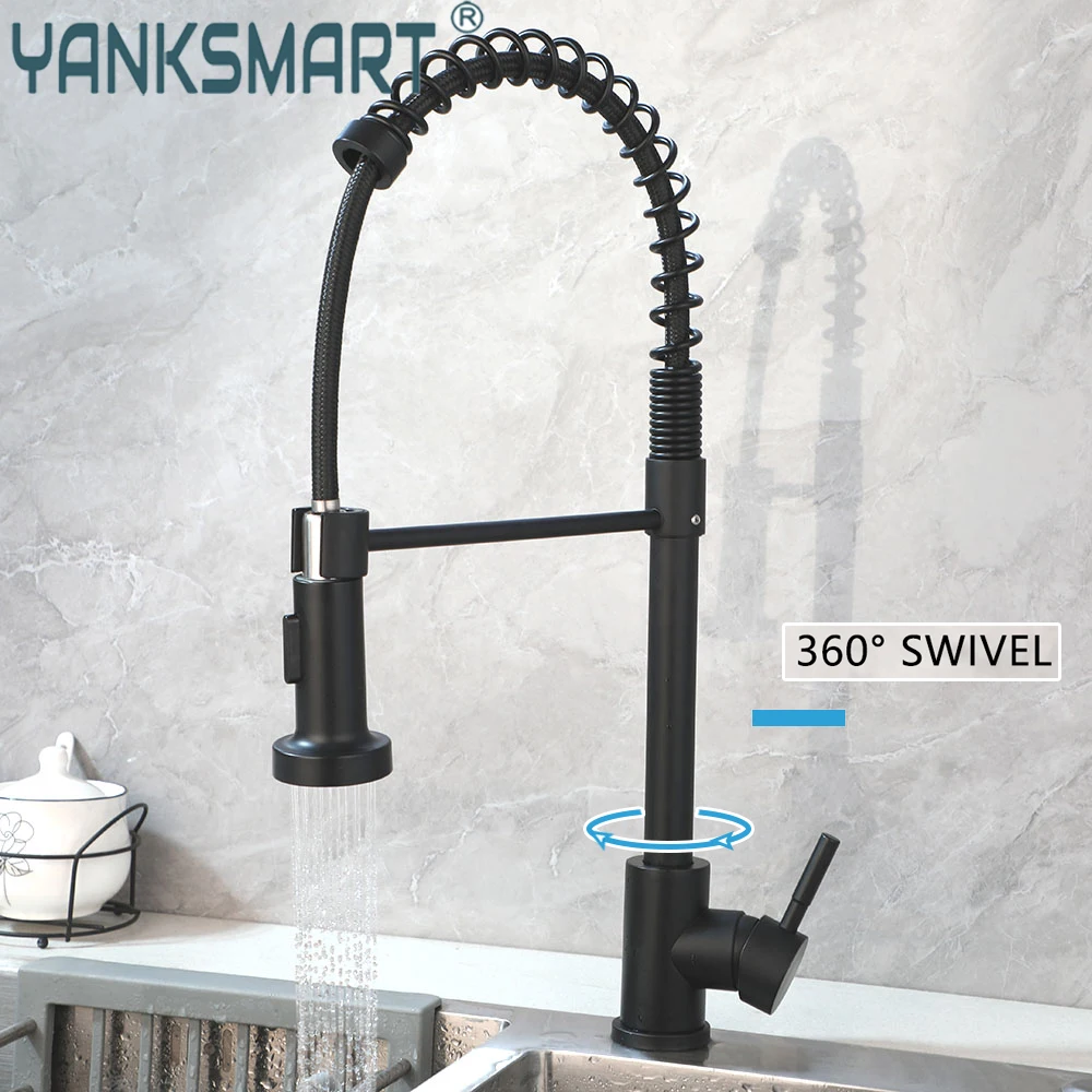 

YANKSMART Pull Out Kitchen Faucet 360 Degree Rotation Flow Sprayer Nozzle Sink Faucets Deck Mounted Basin Hot and Cold Water Tap