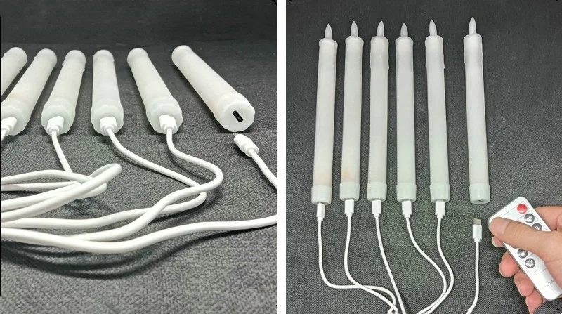 USB Rechargeable stick candle Flameless Remote w/timer LED Taper Candles LED Flickering Dripping Wax Window Tall Candle H22.4CM