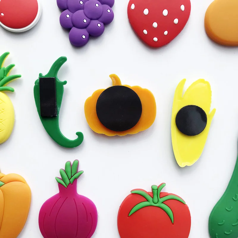 Dropshipping Cute PVC Fruit Refrigerator Magnet Sticker Kids Education Cartoon Vegetable Fridge Magnet Whiteboard Magnetic Stick