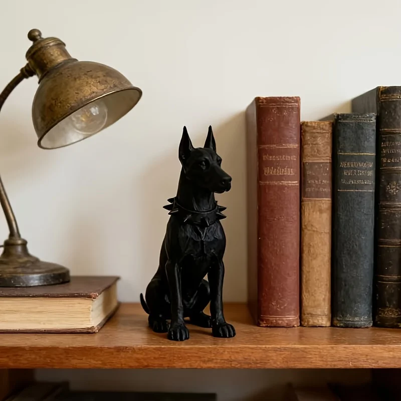 1 pieza de decoración interior de automóvil/de escritorio, adorno realista con forma de perro Doberman, figurita negra con forma de perro, material Pla, artículo coleccionable, adecuado para decoración de escritorio/computadora, decoración del hogar, accesorios para automóvil, adorno en miniatura, un regalo ideal para hombres y mujeres, perfecto para fiestas de cumpleaños.