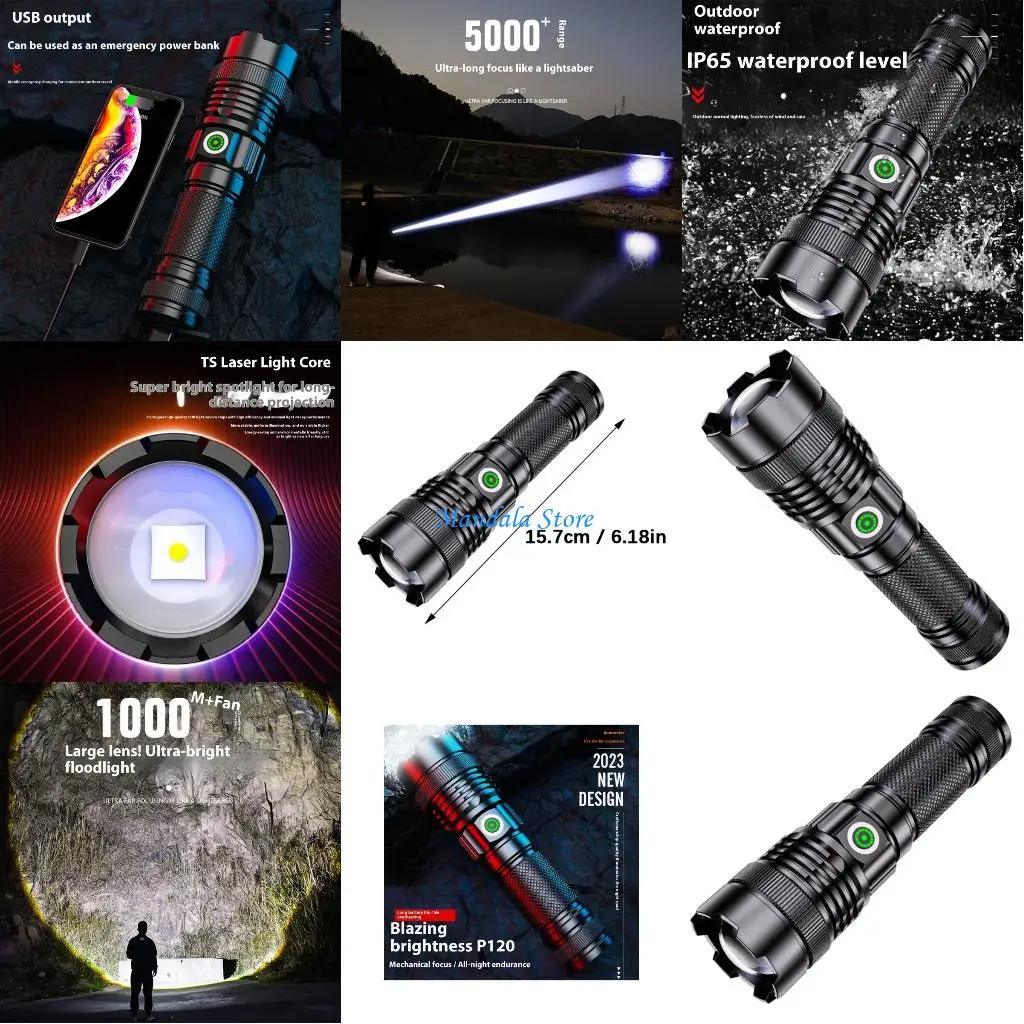 U2JC Aluminum 30W Long Beam Rechargeable Via USB Adjustable Outdoor Companion