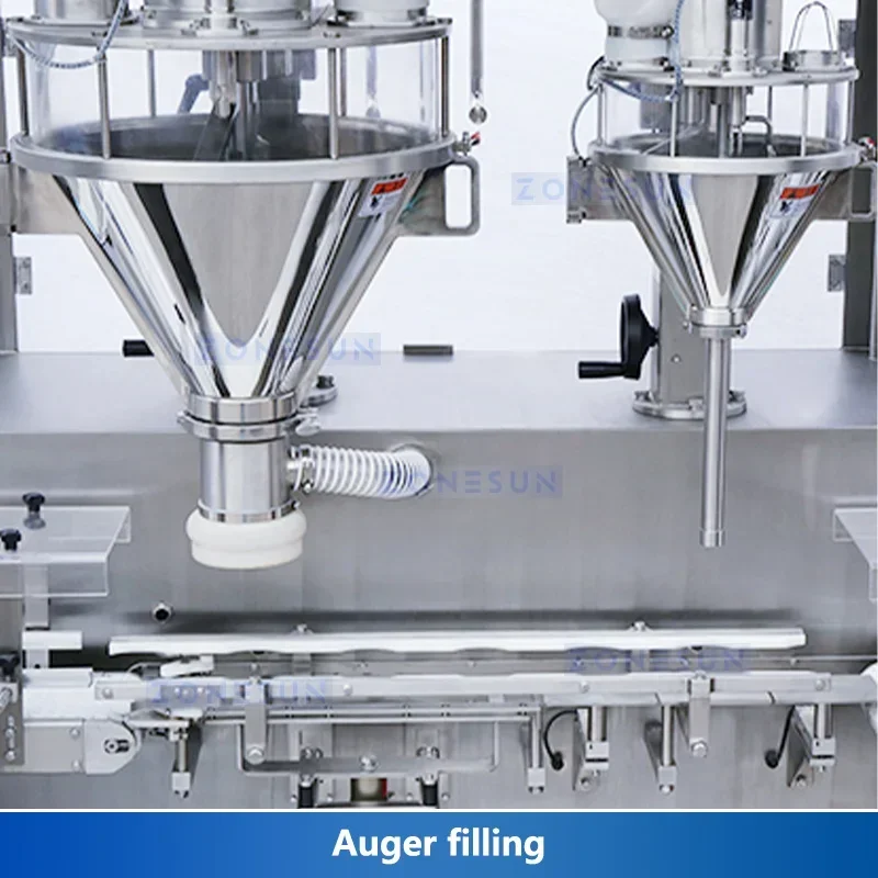 ZONESUN Riempitrice automatica per polvere Riempitrice a doppio coclea Spezie Caffè Proteine Attrezzatura per imballaggio Controllo Pesatrice ZS-FM6A