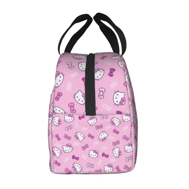 Custom Hello Kitty Insulated Lunch Bag for Outdoor Picnic Portable Thermal Cooler Bento Box Food Container Tote Bags