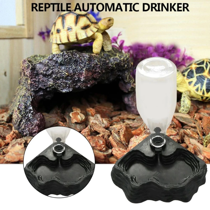 Automatic Water Dispenser 400ml Feeder Terrarium Corner Dish for Insects Tortoises Snake Frogs