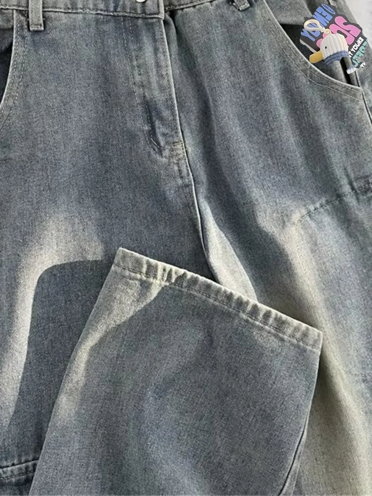 

Мужские джинсы свободного кроя в винтажном стиле из Гонконга, широкие штанины, весна-осень, модные рабочие джинсовые брюки