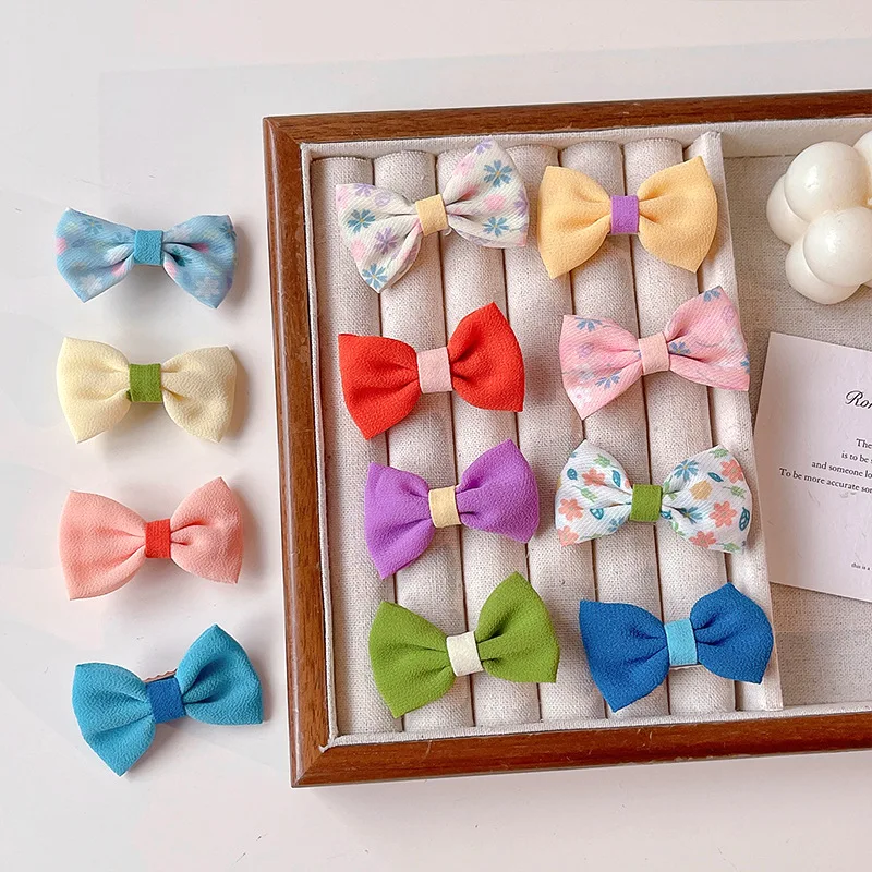 3pcs/set Cute Fabric Bow Hair Clips for Girls Kids Mixed Floral Print & Solid Color Barrettes Fashion Toddler Hair Accessories